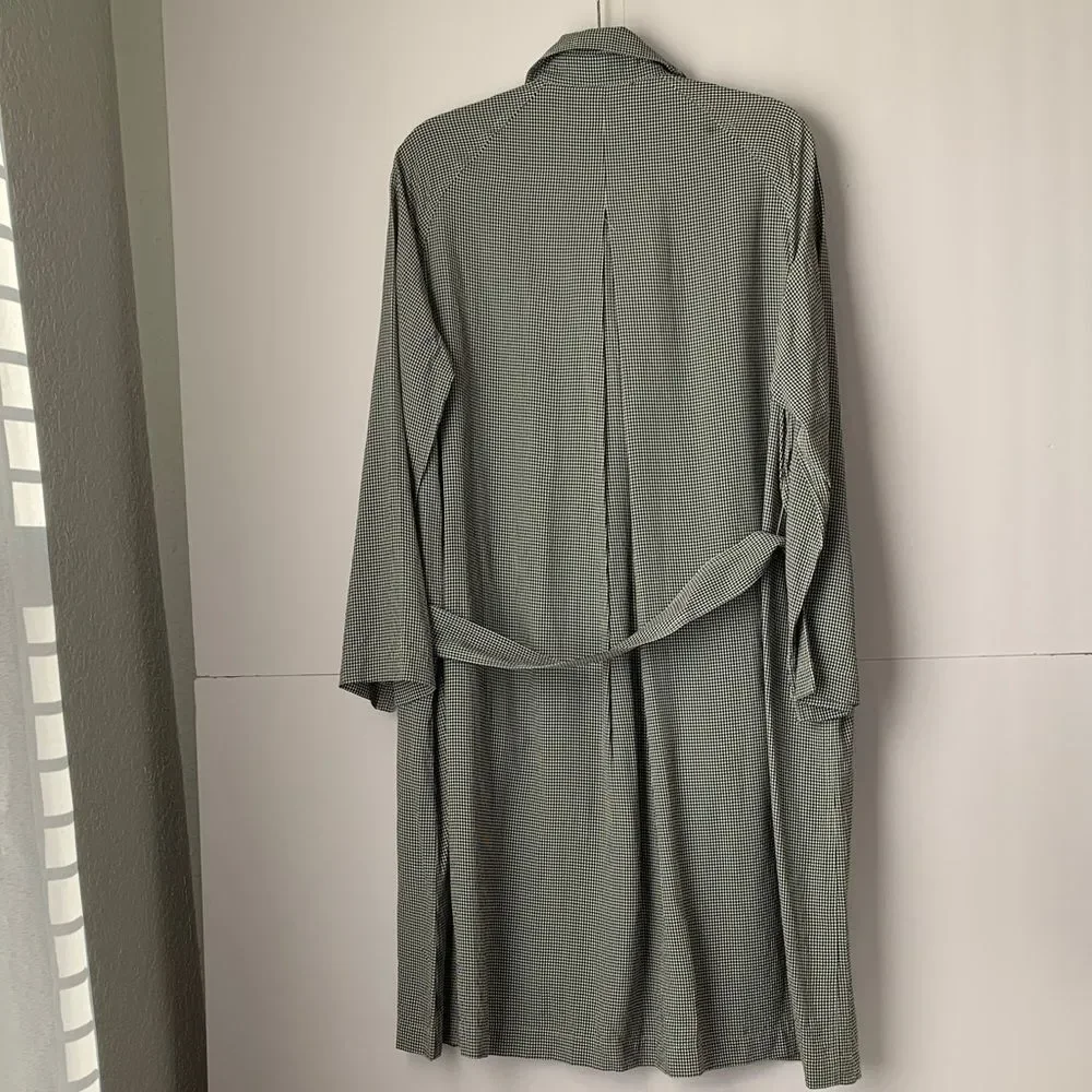 Donna Karan New York Women's Lightweight Plaid Belted Trench Coat Size M